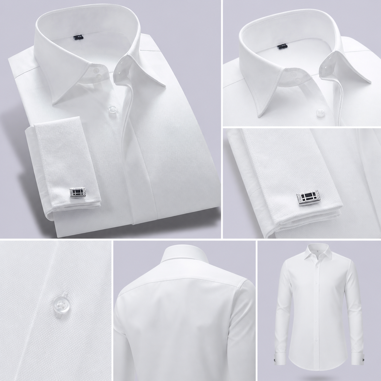Double Cuff Off White Cotton Formal Shirt with Cufflinks